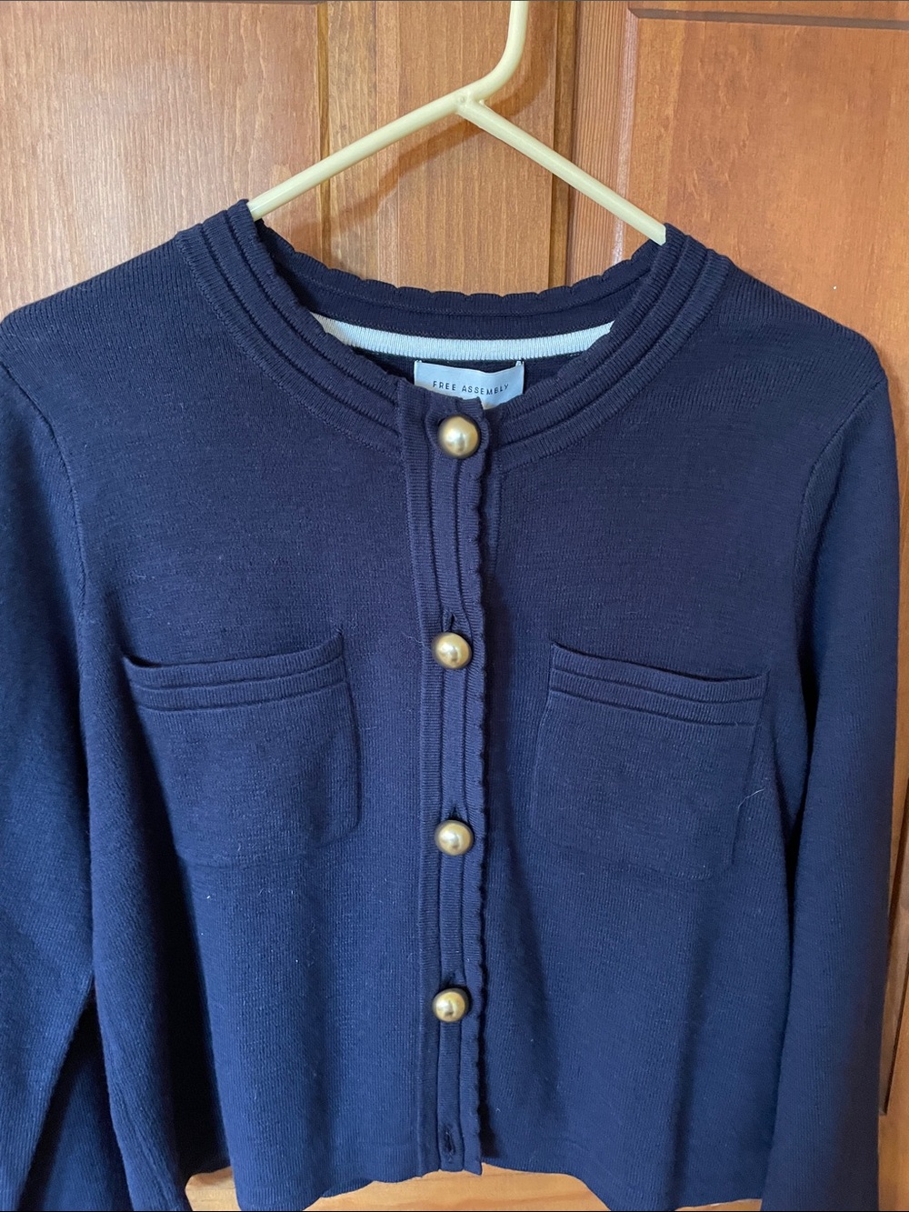 Classic Navy Button-Front Cardigan with Gold Buttons